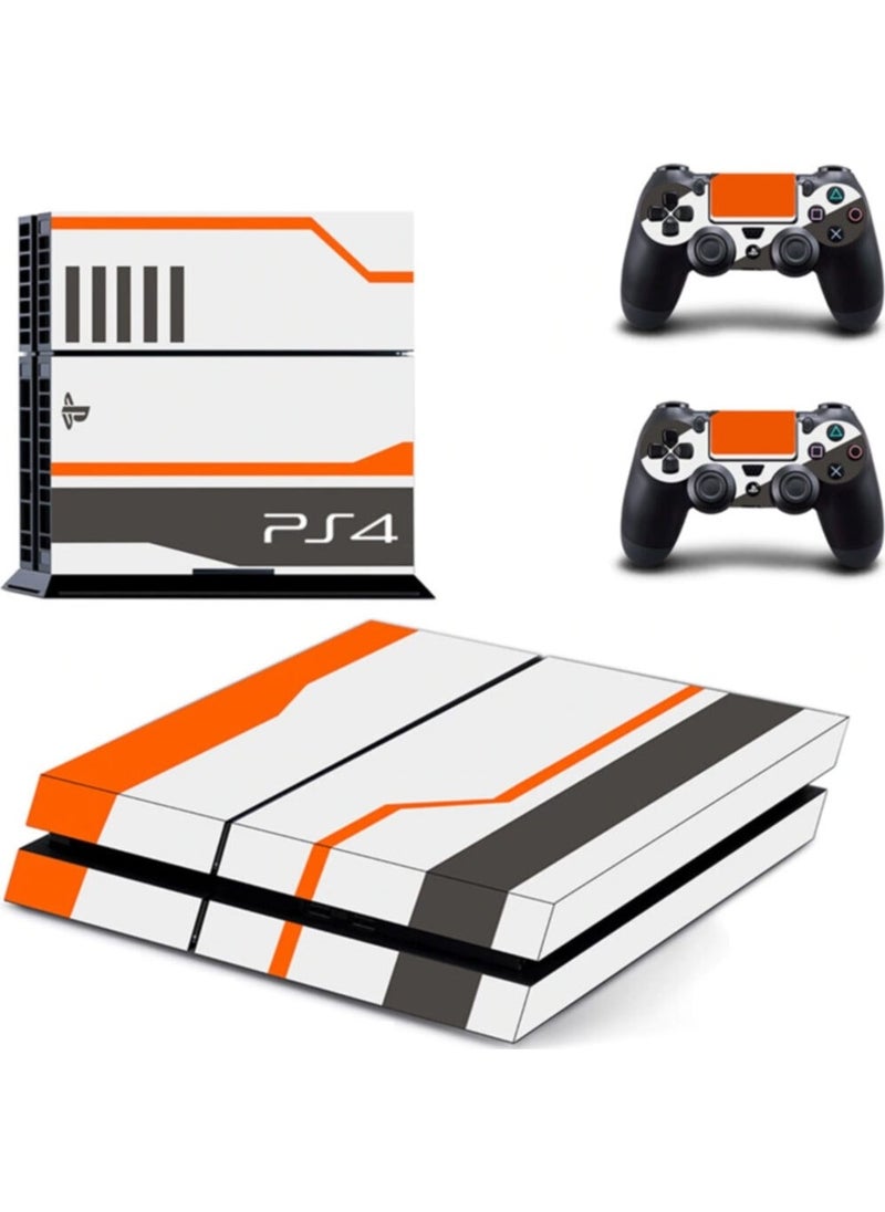 Kt Decoration Playstation 4 Fat Orange-White Sticker Covering Set