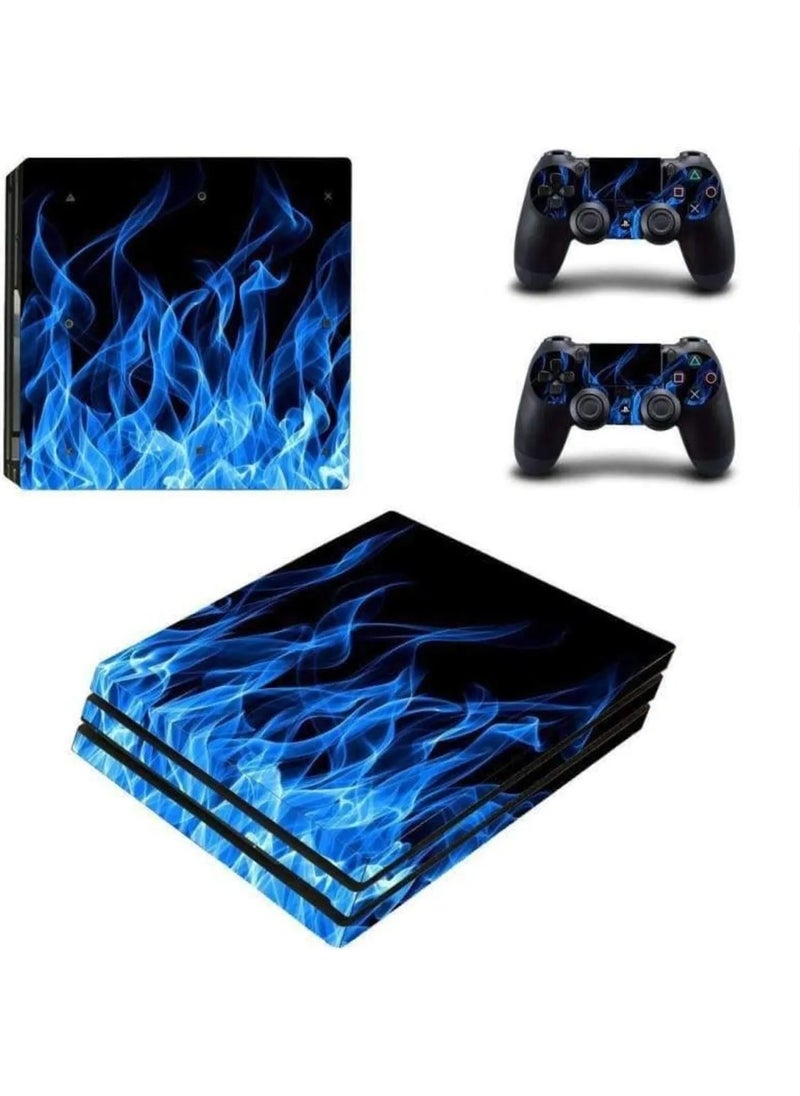 Kt Group Blue Flames Playstation 4 Pro Full Sticker Covering