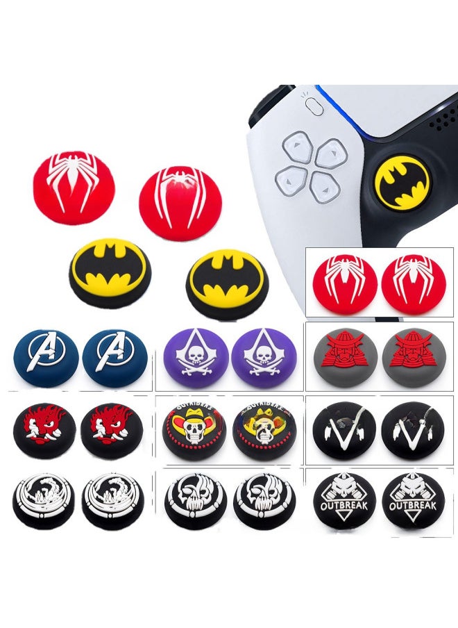 Silicone Cap For Ps4/ps5 Game Controller 3d Joystick Button Cap Xbox Gamepad Silicone Cover-Product Color:GP5-4-052 Black Background Blue Biochemical Crisis