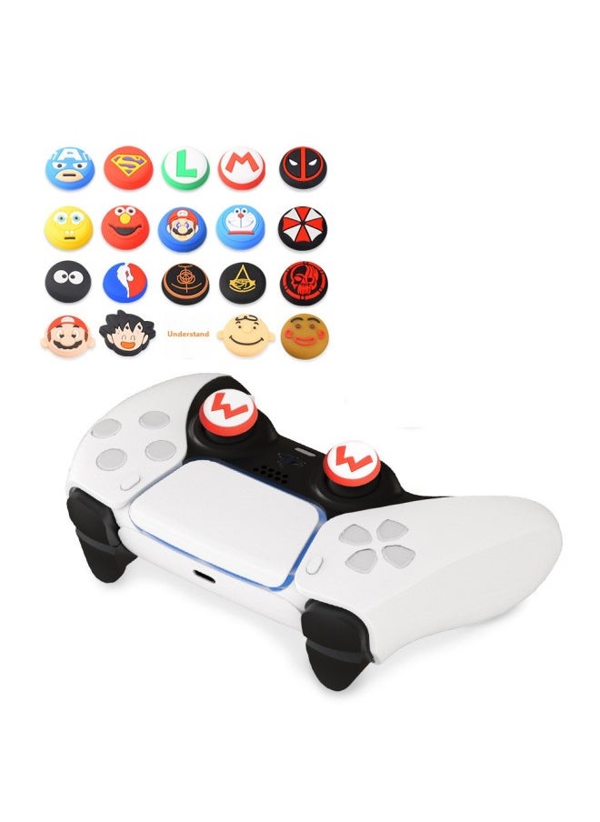 Skin-friendly Hand Feeling PS4/PS5 Handle Rocker Cap PS5 Silicone Cap PS5 Cartoon Button Cap Silicone Protective Cap-Product Color:GP4-1-002 Blue Leopard