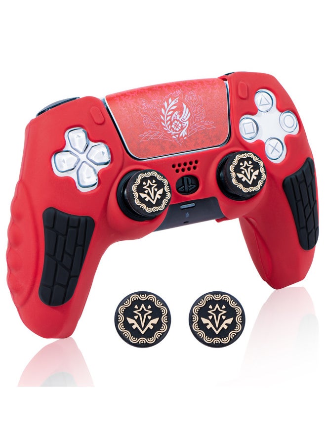 Black Myth Wukong PS5 Silicone Case P5 Game Handle Protective Case Drop-resistant Scratch-resistant Rocker Cap For Hair-Product Color:Two-tone Black