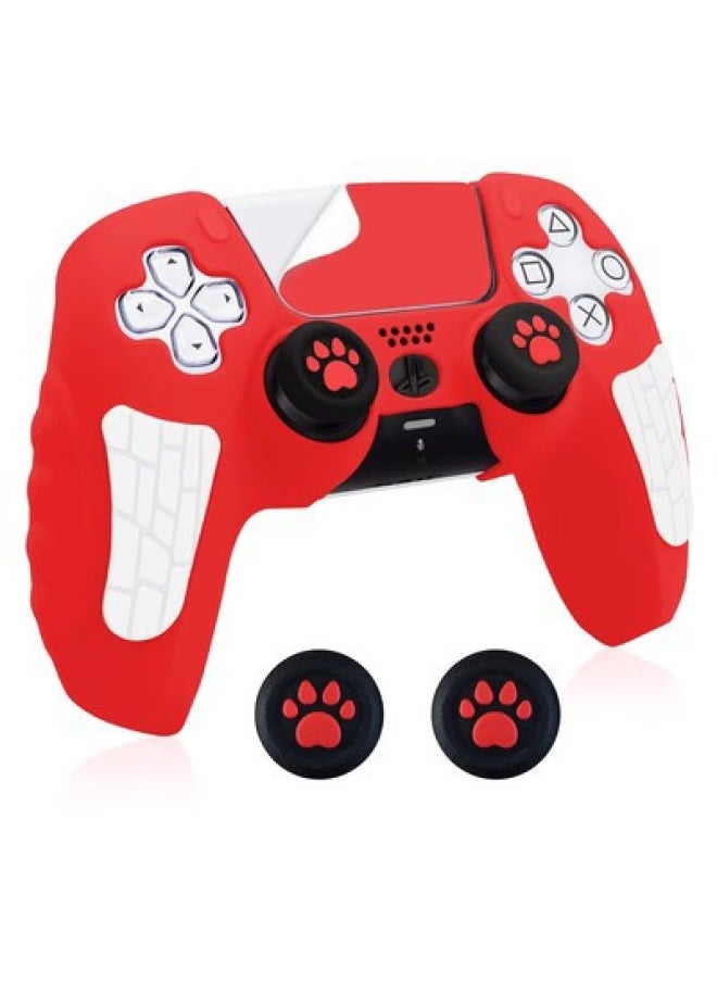 Black Myth Wukong PS5 Silicone Case P5 Game Handle Protective Case Drop-resistant Scratch-resistant Rocker Cap For Hair-Product Color:Two-tone Red