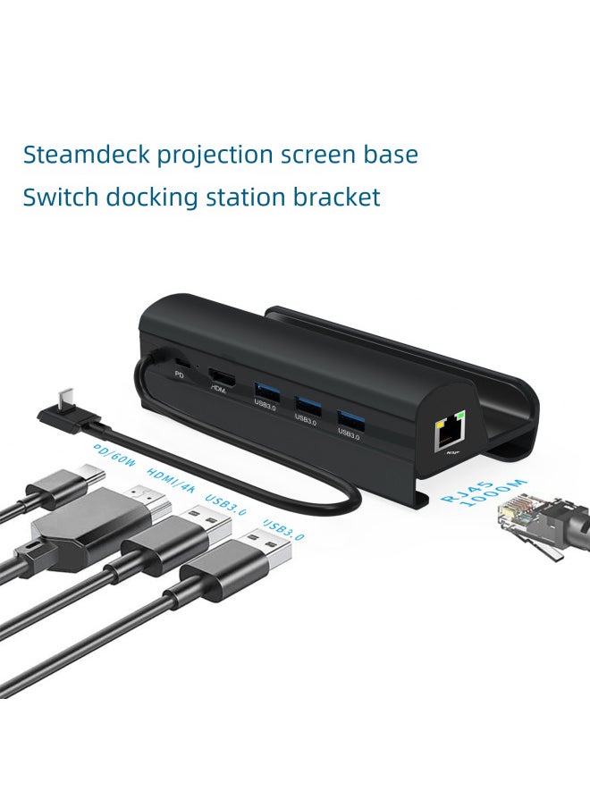 Steam Deck Game Console Docking Station 60hz Type C Expansion Dock Gaming Console Accessories-Product Color:HC-86A(PD60W +3usb3.0 + HDMI4K 60Hz + Gigabit) Gray