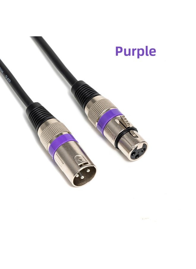 Color Head Cannon Audio Line Xlr Cannon Line Male-to-female Microphone Mixer Audio Amplifier Microphone Line-Color:purple-Length:1.5 M