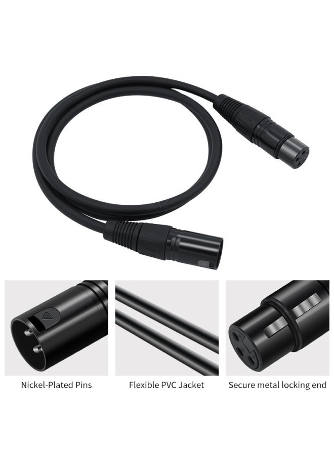 Black Zinc Alloy Head Canon Line Male To Female Audio Microphone Audio Line Canon XLR Balance Line-Color:Black Line Blackhead Male To Female-Length:0.3m