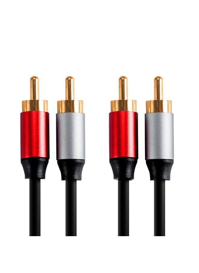Double Lotus Head 2rca Red And White Plum Blossom Two-to-two Cable TV CD Amplifier Speaker Audio AV Audio Cable-Color:Aluminum Alloy Shell-Length:1.5 M