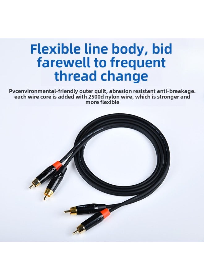 Direct Zinc Alloy RCA2 Points 2 Double Lotus To Double Lotus Two To Two Computer Speaker Connection Copper Gold Plated-Color:S314x Double Lotus To Double Lotus 2rca-Length:5m