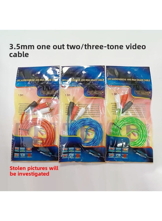 1.5 M 3.5mm 1/2 Audio Cable, Computer Speaker Cable 2RCA Audio Cable-Color:Red-Length:10 M