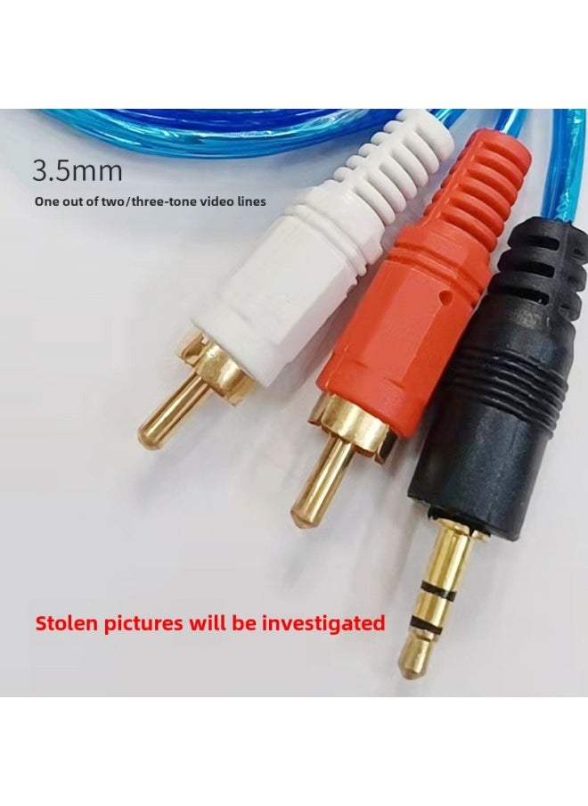 1.5 M 3.5mm 1/2 Audio Cable, Computer Speaker Cable 2RCA Audio Cable-Color:Red-Length:10 M