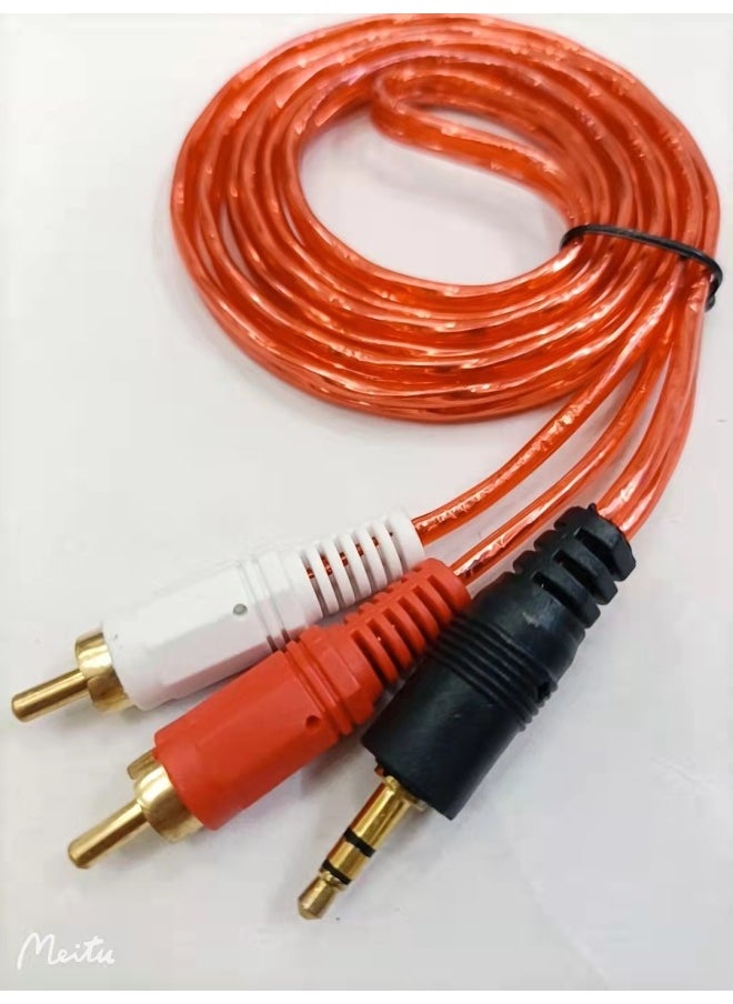 1.5 M 3.5mm 1/2 Audio Cable, Computer Speaker Cable 2RCA Audio Cable-Color:Red-Length:10 M