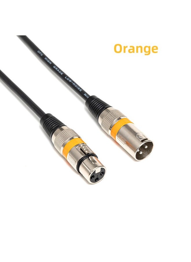 Color Head Cannon Audio Line Xlr Cannon Line Male-to-female Microphone Mixer Audio Amplifier Microphone Line-Color:orange-Length:1.5 M