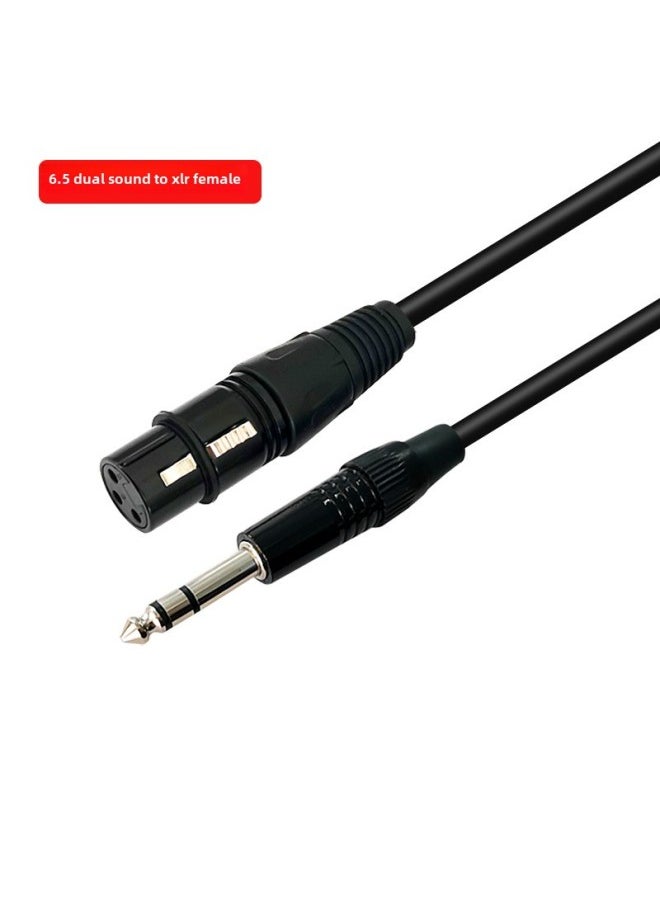6.5 To Canon Female Audio Cable 6.35 Big Three-core To XLR Balanced Microphone Microphone Microphone Line Mixer Audio Cable-Color:6.35 To Kannon Mother (Stereo)-Length:15 M
