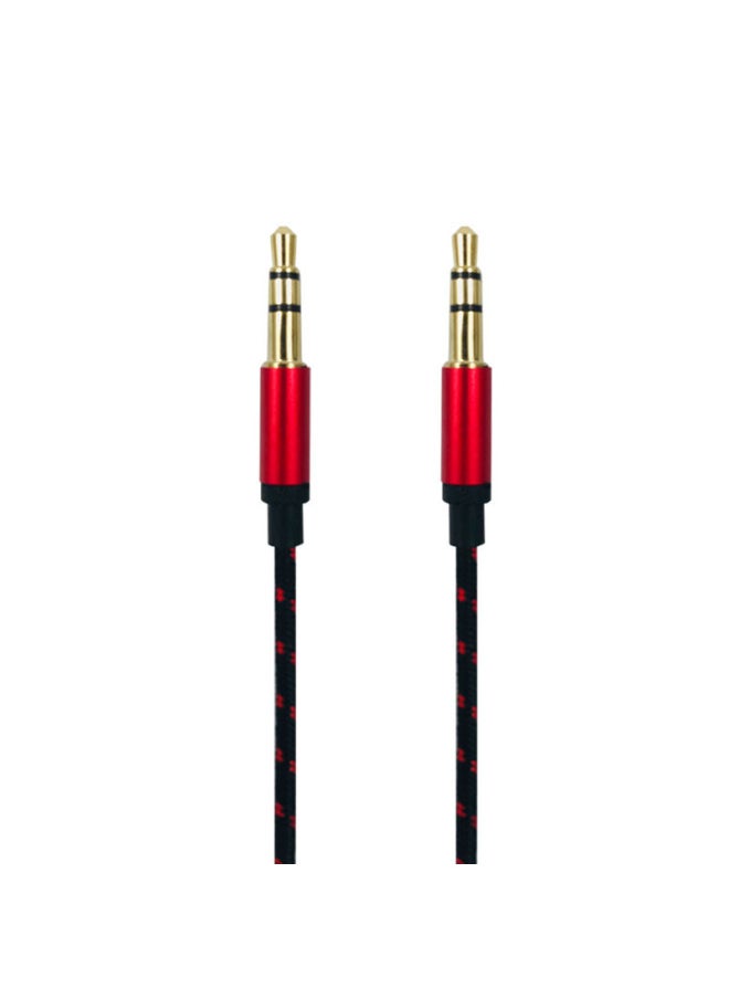 Digital Car Aux Audio Cable Nylon Braided 3.5mm Male To Male For Mobile Phone Speaker Headset Audio Transmission-Color:Red Black-Length:2 M