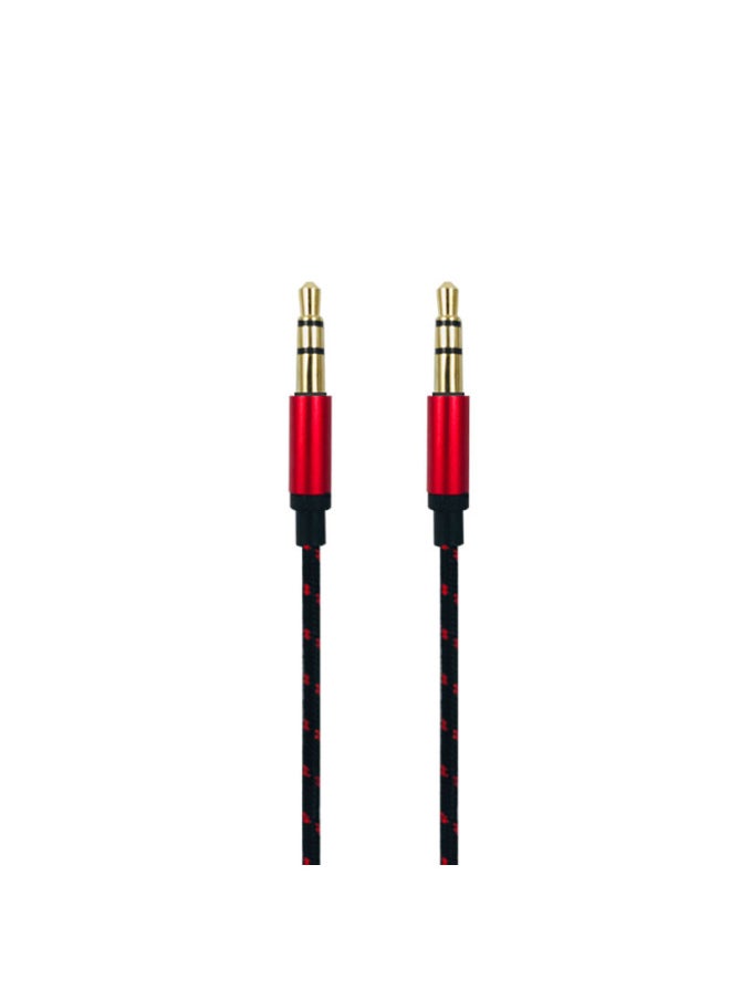 Digital Car Aux Audio Cable Nylon Braided 3.5mm Male To Male For Mobile Phone Speaker Headset Audio Transmission-Color:Red Black-Length:2 M