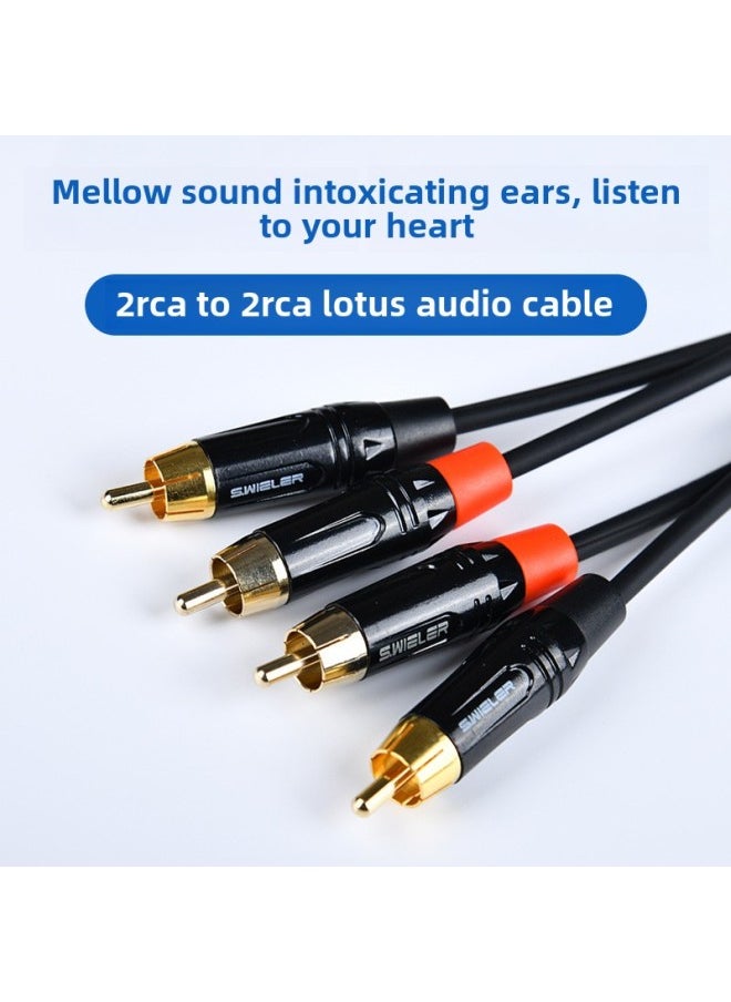 Direct Zinc Alloy RCA2 Points 2 Double Lotus To Double Lotus Two To Two Computer Speaker Connection Copper Gold Plated-Color:S314x Double Lotus To Double Lotus 2rca-Length:1.5m