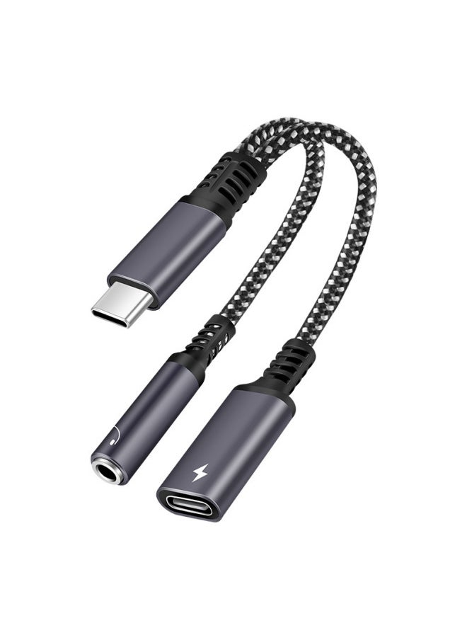 Type-C To 3.5 Digital Audio Headset Adapter For Huawei Samsung Google Phone Adapter-Color:type-c To 3.5 Aluminum Alloy (digital Gray)