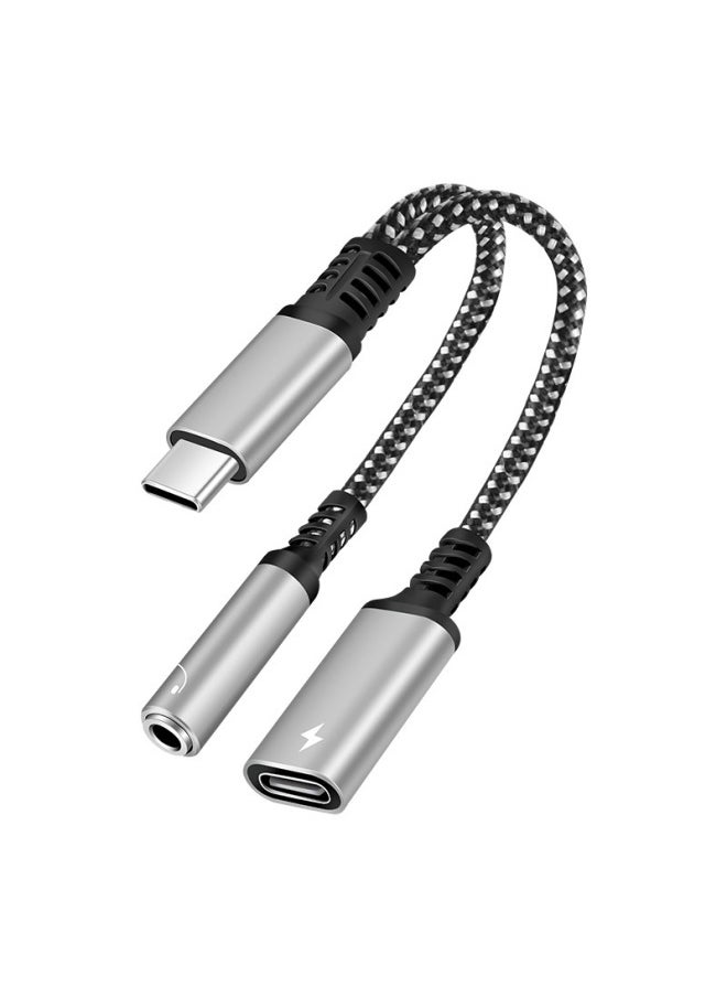 Type-C To 3.5 Digital Audio Headset Adapter For Huawei Samsung Google Phone Adapter-Color:type-c To 3.5 Aluminum Alloy (digital Gray)