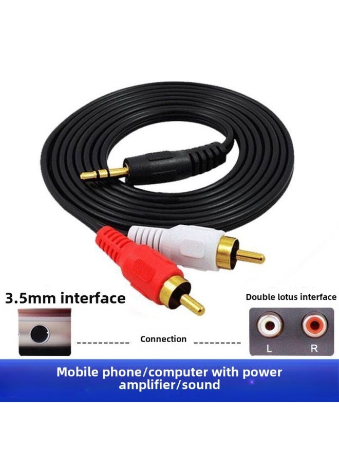 Turn Double Lotus Head Mobile Phone Computer Earphone Speaker Ring Power Amplifier Connection Video Line Audio One-two Output 3.5-Colour:One Supports Two  Multiple People Purchase-Length:Buy One Get One Free