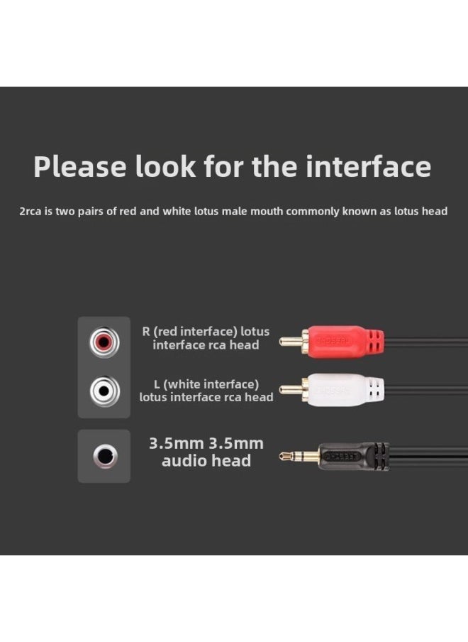 Turn Double Lotus Head Mobile Phone Computer Earphone Speaker Ring Power Amplifier Connection Video Line Audio One-two Output 3.5-Colour:One Supports Two  Multiple People Purchase-Length:Buy One Get One Free