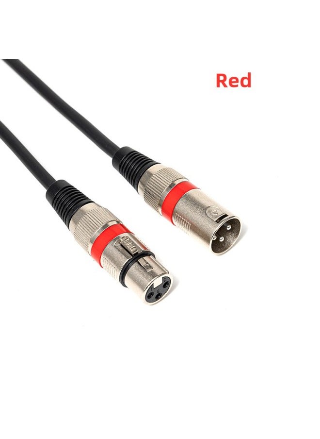 Color Head Cannon Audio Line Xlr Cannon Line Male-to-female Microphone Mixer Audio Amplifier Microphone Line-Color:red-Length:0.3 M