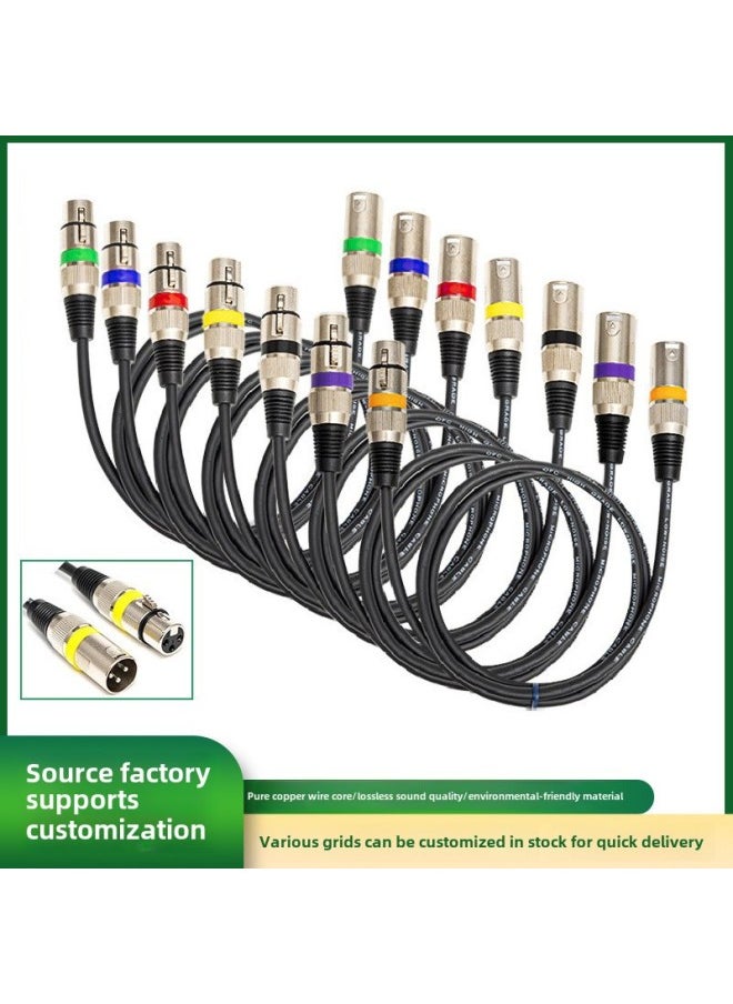 Color Head Cannon Audio Line Xlr Cannon Line Male-to-female Microphone Mixer Audio Amplifier Microphone Line-Color:red-Length:0.3 M