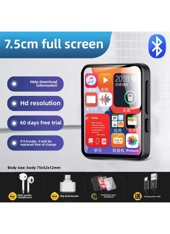 Bluetooth Mp3mp4 Walkman Student Edition High School Student Player Mp5mp6 Novels Listening To Songs Mp7-Body Color:7.5 Touch Screen Black Long Battery Life [bluetooth 5.4/free Headphones/protective Case/otg/vocal Dictionary/enlarged Battery]-Memory Capacity:20g-official Standard Configuration