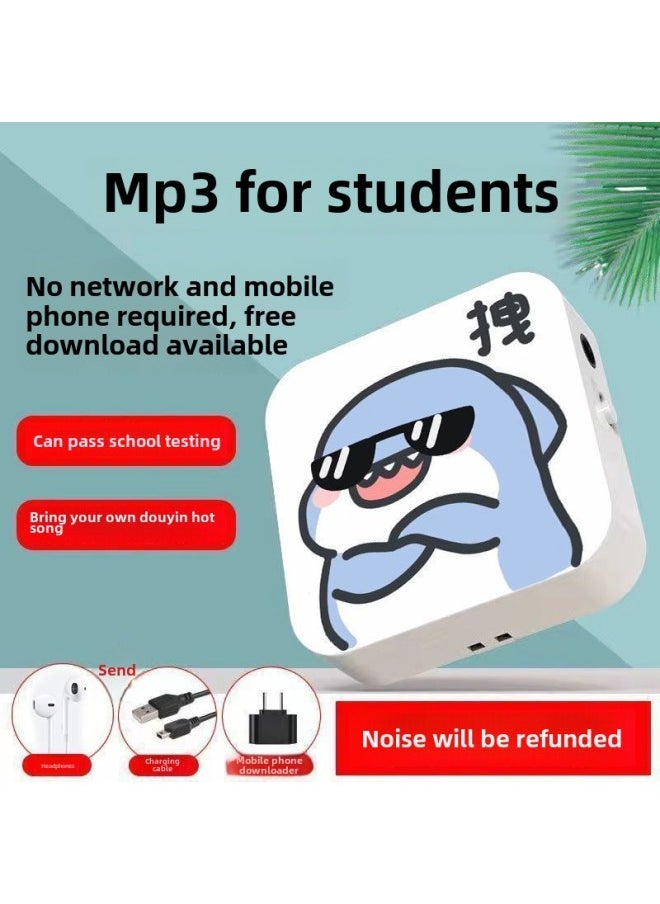 Direct Students Listen To Songs Outside The Mini Portable Player High School Students English Popular Songs Walkman-Body Color:【cute Shark】-Memory Capacity:External + Full Set Of Accessories + 32g Memory Card