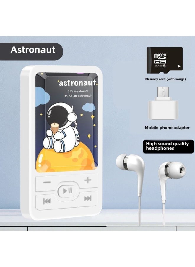 Students Listen To Music Mp3 Walkman High School Students Boys And Girls Mini Portable Sports Music Player-Body Color:A1 Astronaut-Memory Capacity:External Sound Version 32g Can Save 8000 Songs + 4-piece Set