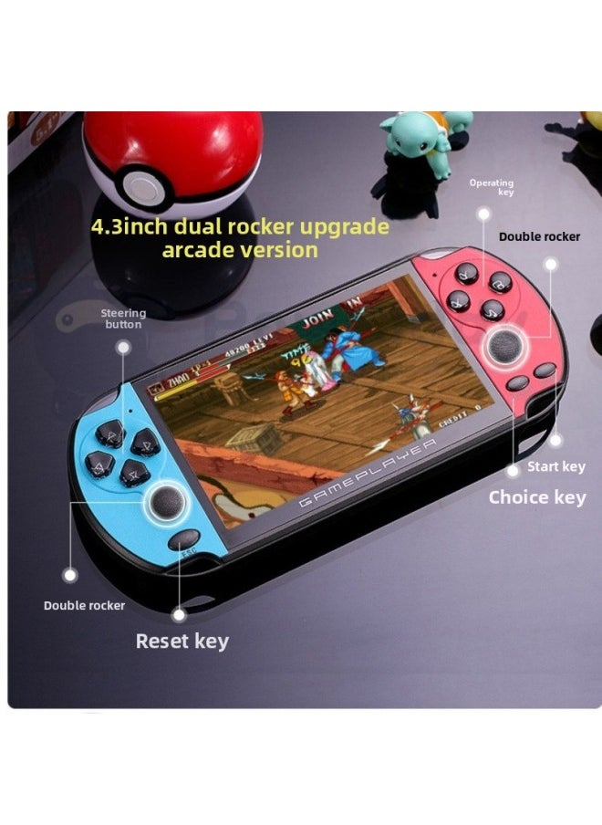 Handheld PSP Game Console MP5 MP3 MP4 Music Player E-book Reader Video Player-Body Color:4.5inch Red Blue 40g Arcade Edition-Memory Capacity:Default Items
