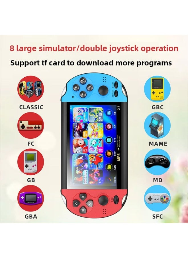 Handheld PSP Game Console MP5 MP3 MP4 Music Player E-book Reader Video Player-Body Color:4.5inch Red Blue 40g Arcade Edition-Memory Capacity:Default Items