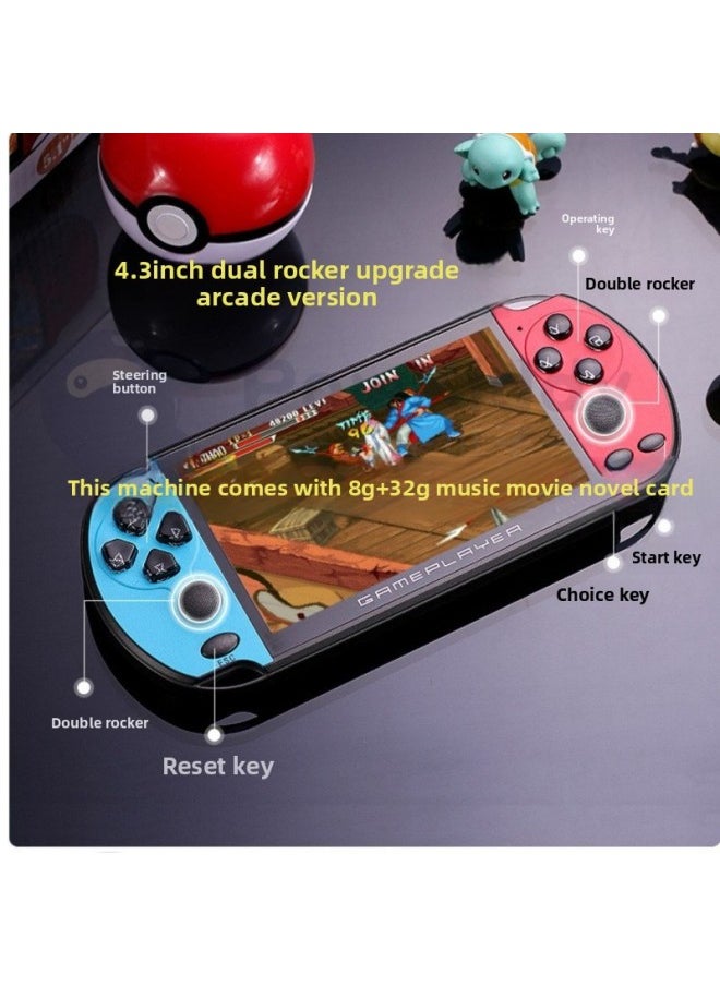 Handheld PSP Game Console MP5 MP3 MP4 Music Player E-book Reader Video Player-Body Color:4.5inch Red Blue 40g Arcade Edition-Memory Capacity:Default Items