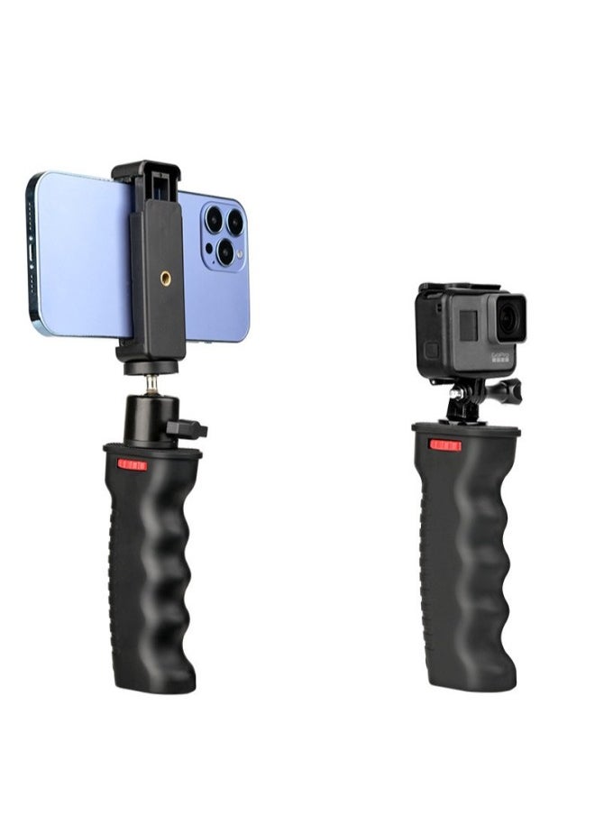 Suitable For Gopro Shadow Stone 360 Dajiang VR Camera Shooting Handheld Stabilizer Anti-shake Live Universal Handle-Colour:Grip Bracket + Rotating Horizontal And Vertical Clamp