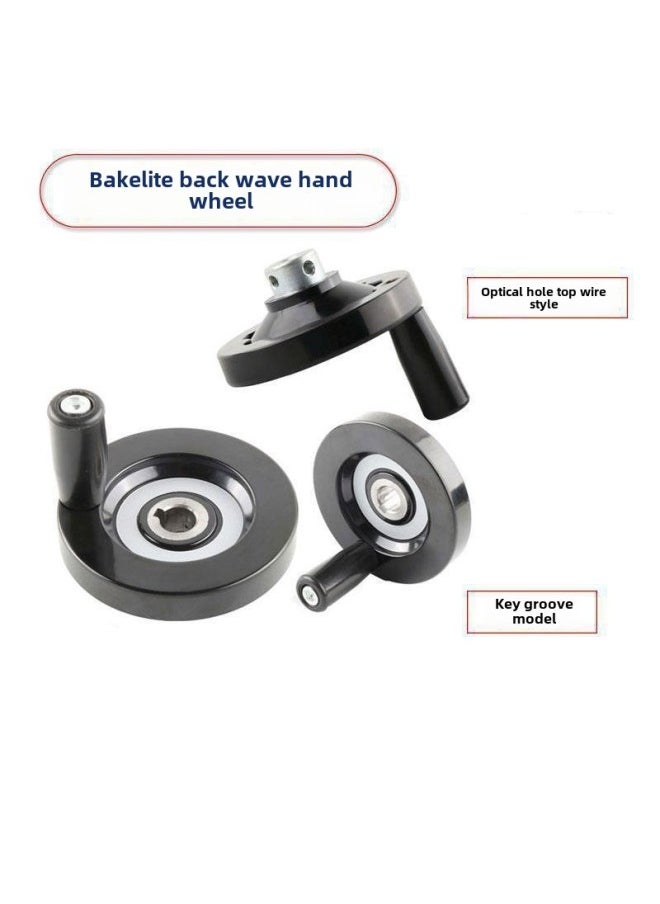 Black Bakelite Top Silk Back Wave Handwheel Rotating Handle Type 63/80/100/125/160/200-Color:Outer Diameter 200*hole 18 Top Wire