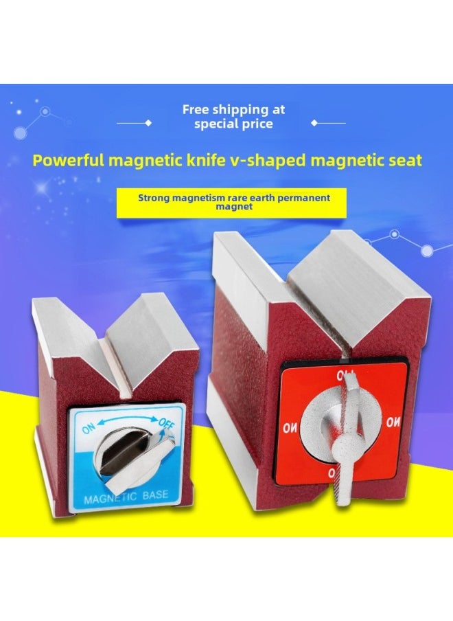 Switch Type Magnetic Seat Wire Cutting Strong Magnetic Seat Strong Magnetic Magnetic Table V Magnet Seat Triangular Table 6T12T-Color:Metal Switch 7k