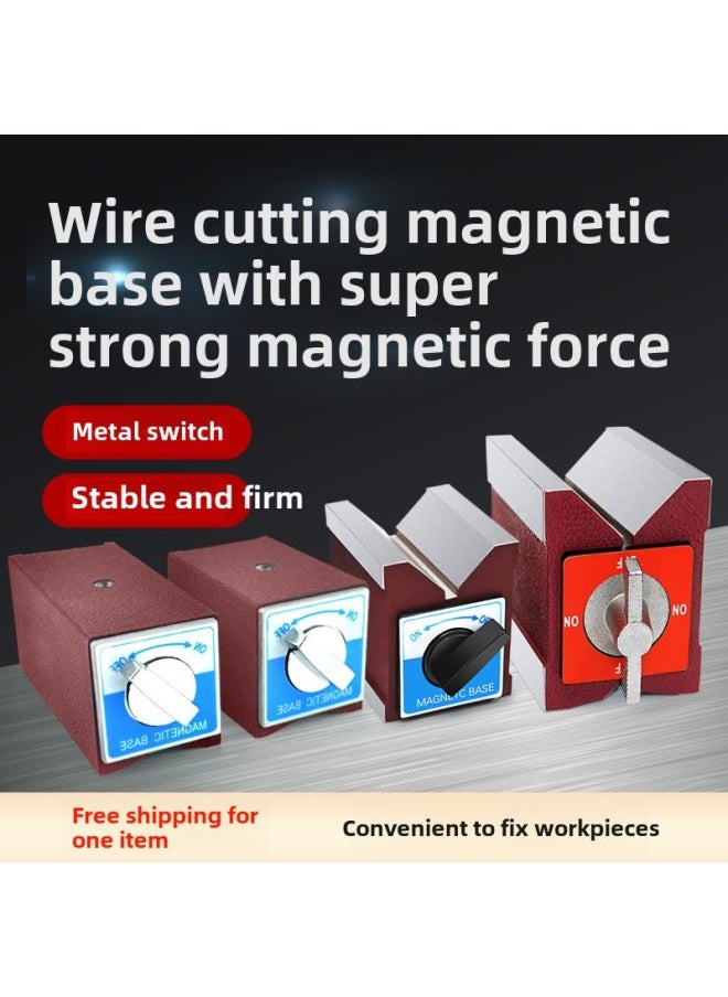 Switch Type Magnetic Seat Wire Cutting Strong Magnetic Seat Strong Magnetic Magnetic Table V Magnet Seat Triangular Table 6T12T-Color:Metal Switch 7k