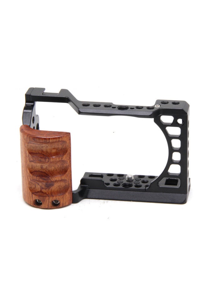 Quick Release Rabbit Cage For Sony A6400 A6500 A6300 DSLR Cameras Lightweight Portable Aluminum Alloy Photography Accessory-Color:wooden Handle