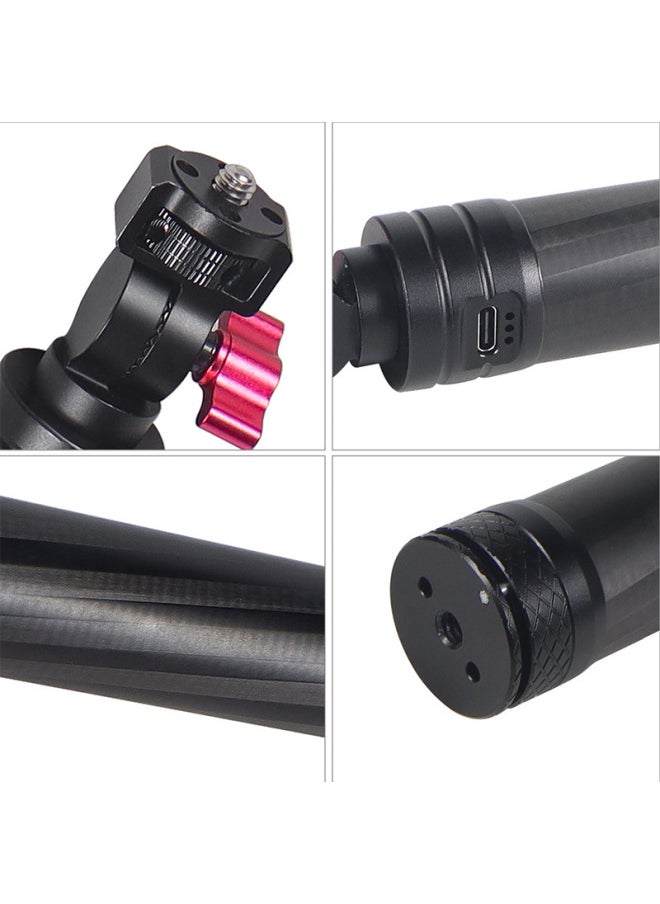 Action Camera Charging Treasure Selfie Stick Mobile Power Handle For Pocket3 Fast Charging Endurance Base Bracket-Color:Black-basic Long Style