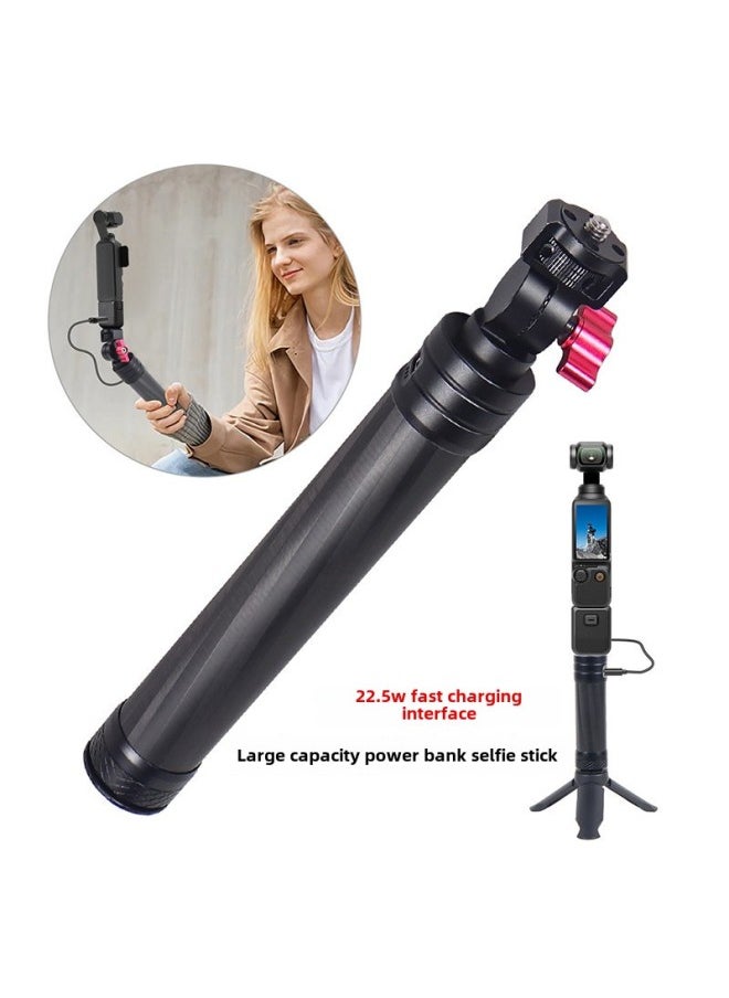Action Camera Charging Treasure Selfie Stick Mobile Power Handle For Pocket3 Fast Charging Endurance Base Bracket-Color:Black-basic Long Style