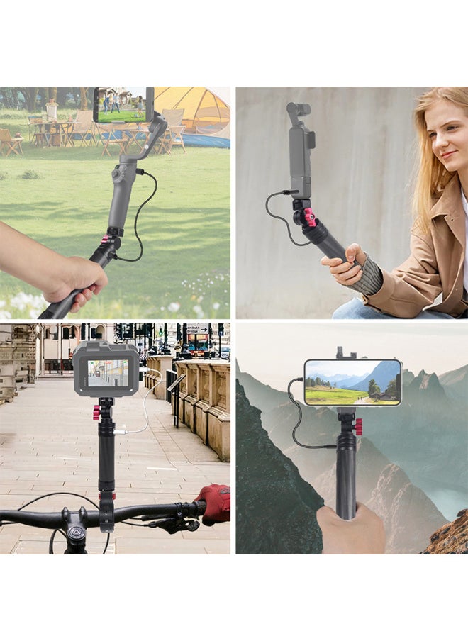 BGNing Is Suitable For GOPRO13 Stone 360X4 And Other Sports Cameras Portable Mobile Power Carbon Fiber Selfie Stick-Color:318mm Long Strong Magnetic Suction Cup Single Cold Shoe Carbon Fiber Selfie Stick