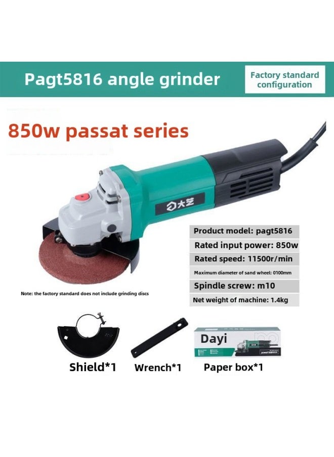 Angle Grinder High Power Hand Grinder Fine Handle Wired Original Electric Tool 100 Type Grinding Sand Machine-Color:Dayi T5816 Angle Grinder 850w