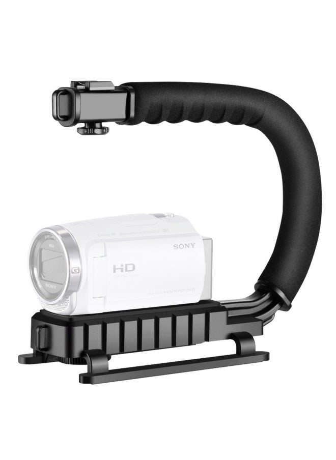 SLR Camera Shooting Stabilizer Handheld Folding U-shaped DV Portable Hot Shoe Anti-shake Stabilizer Fill Light Bracket-Color:U-shaped Single Hot Shoe + Hot Shoe Gimbal + Mobile Phone Clip + Adapter + Screw