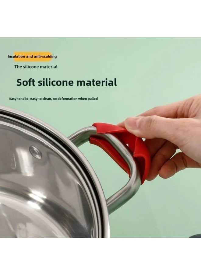 Silicone Pot Handle Cover High Temperature Resistant Wear Resistant Pot Cover Gloves Casserole Steamer Soup Pot Handle Heat Insulation Anti-scalding Handle-Color:Anti-scald Pot Handle Cover: 16 Pieces