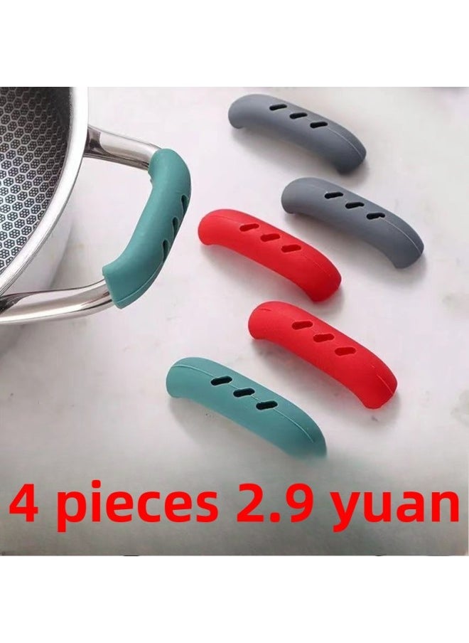 Silicone Pot Handle Cover High Temperature Resistant Wear Resistant Pot Cover Gloves Casserole Steamer Soup Pot Handle Heat Insulation Anti-scalding Handle-Color:Anti-scald Pot Handle Cover: 16 Pieces