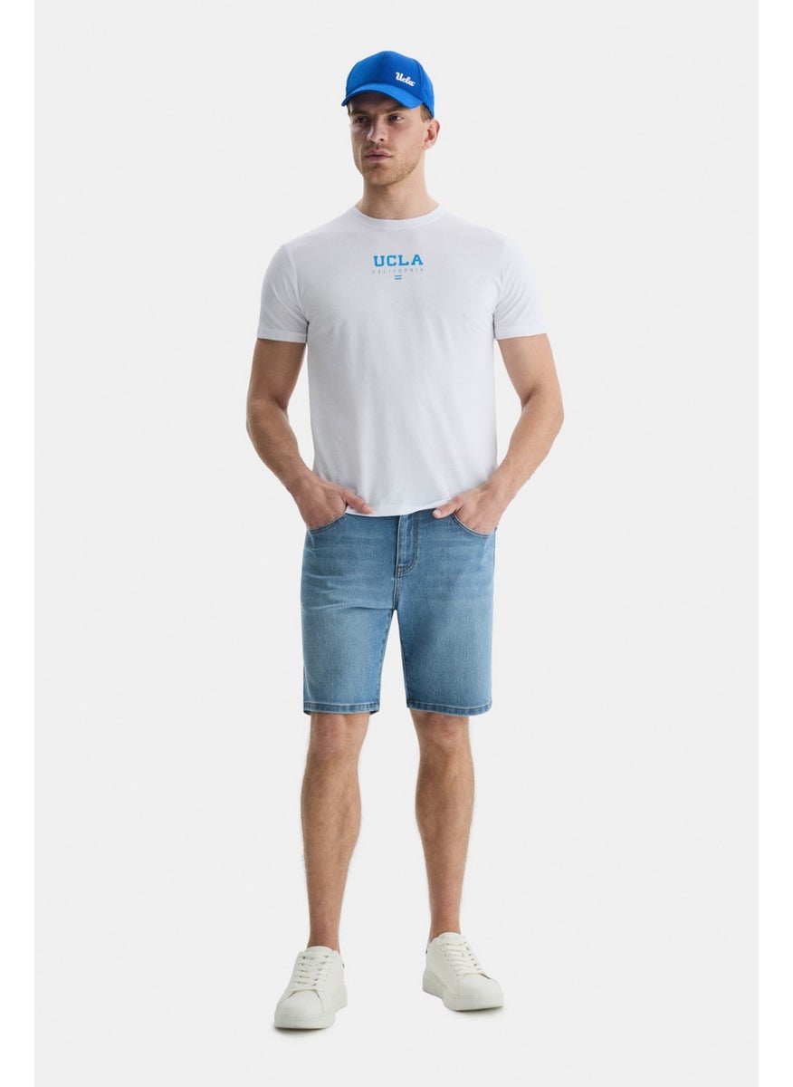 Sherman White Crew Neck Printed Standard Fit Men's Tshirt