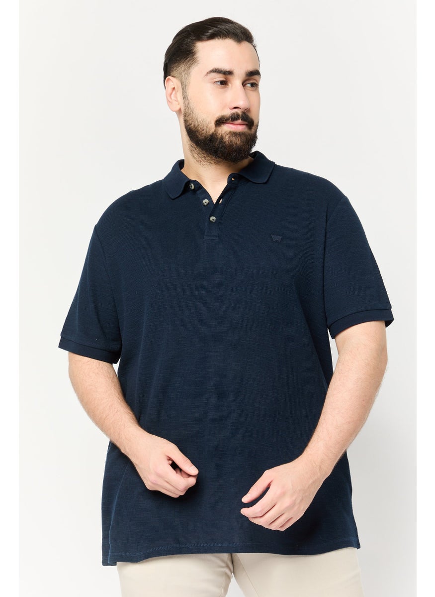 Men Regular Fit Embroidered Logo Short Sleeves Polo Shirt, Navy