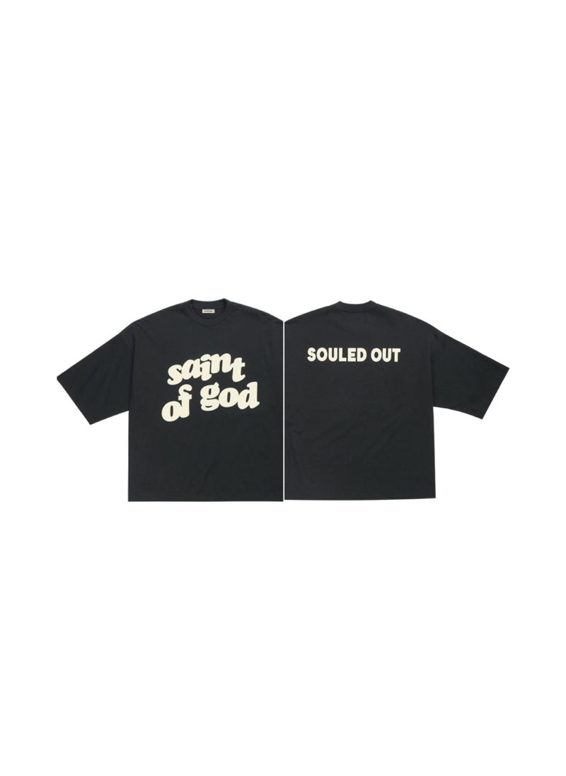 FEAR OF GOD x Saint Mens Oversized Print Tee Black