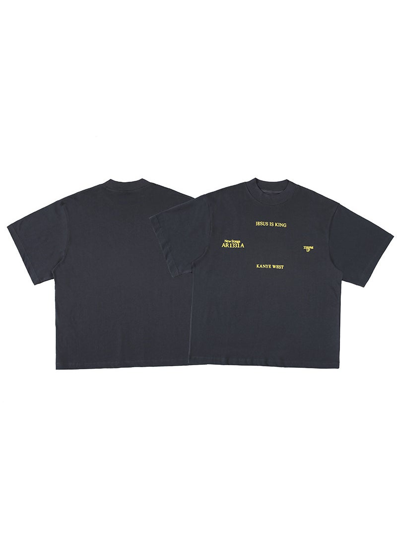 23SS Kanye Print Loose Couple Tees Navy