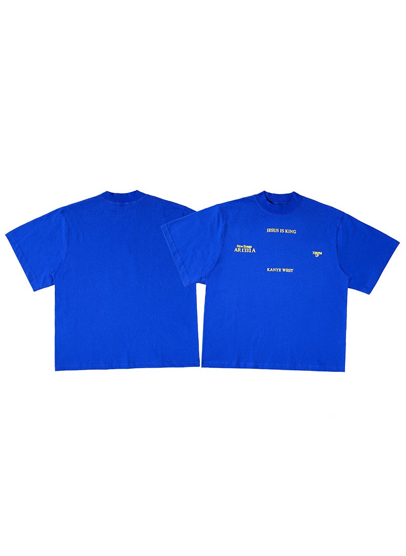 23SS Kanye Print Loose Couple Tees Navy