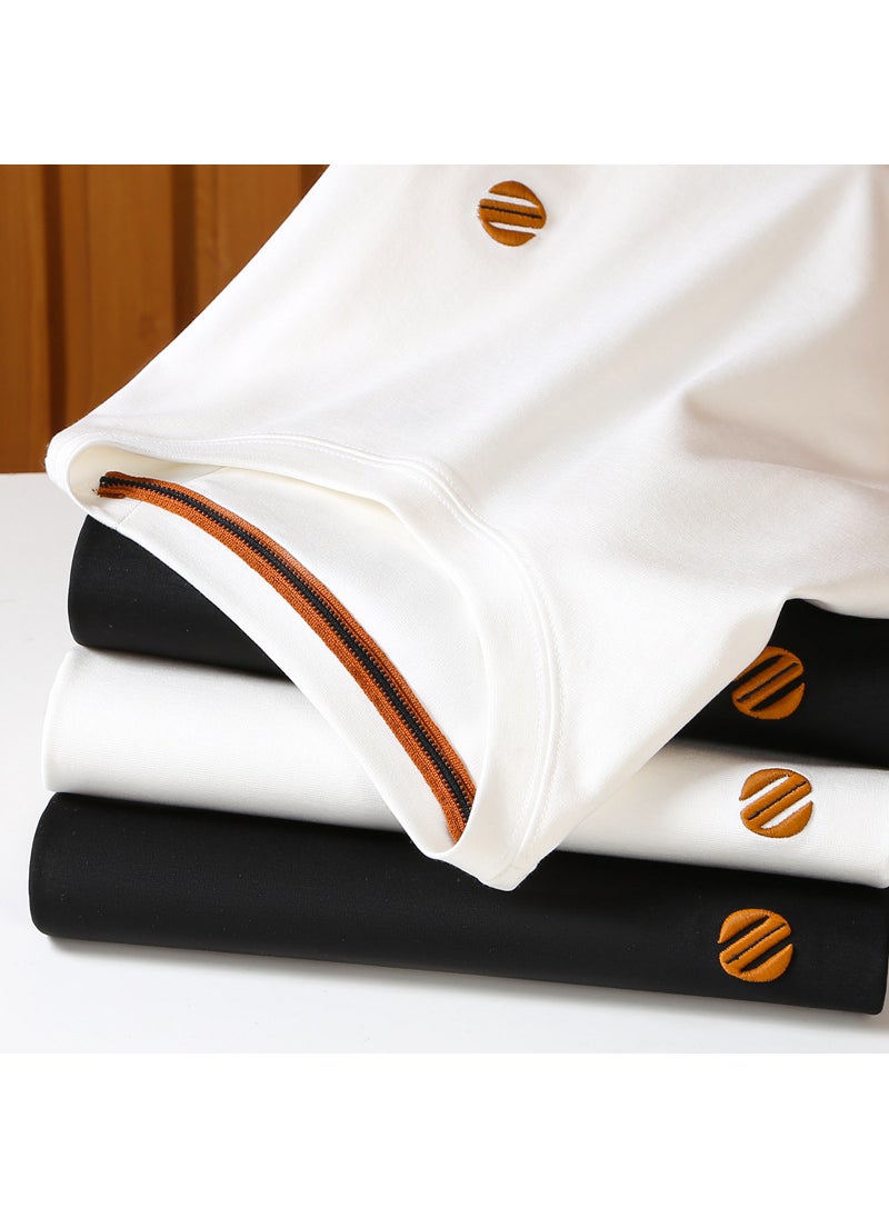 Silk-cotton Modal Blend Mens Casual Tee Black