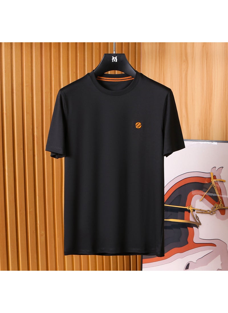 Silk-cotton Modal Blend Mens Casual Tee Black